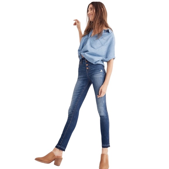 Madewell Denim - Madewell 10” High Rise Skinny Jeans Drop-Hem Edition Button Fly Size 29